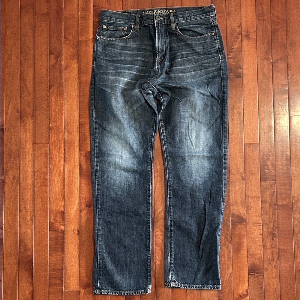 American Eagle Outfitters Men’s Dark Blue Relaxed Straight Jeans Size 33/34